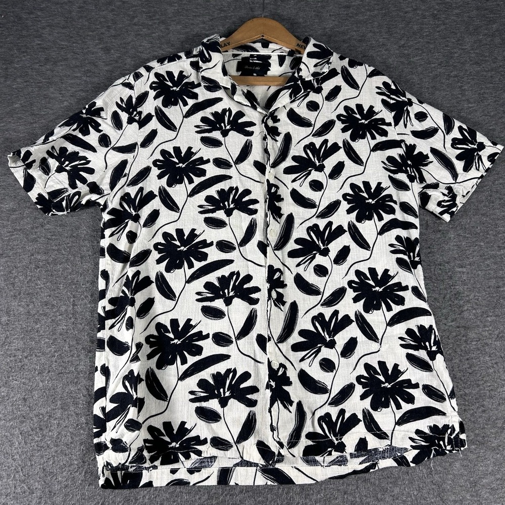 Porter and Ash Shirt Mens Medium Linen Rayon Blend Hawaiian Camp Button Up M